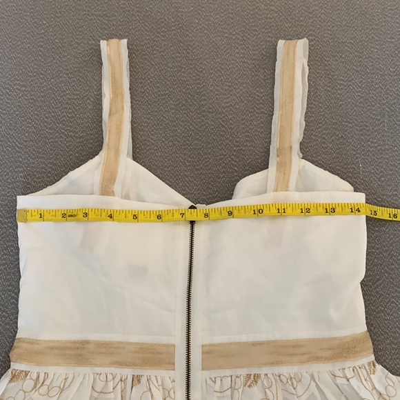 Anna Sui Anthropologie white & tan cotton mini ruffle dress - Picture 4 of 7